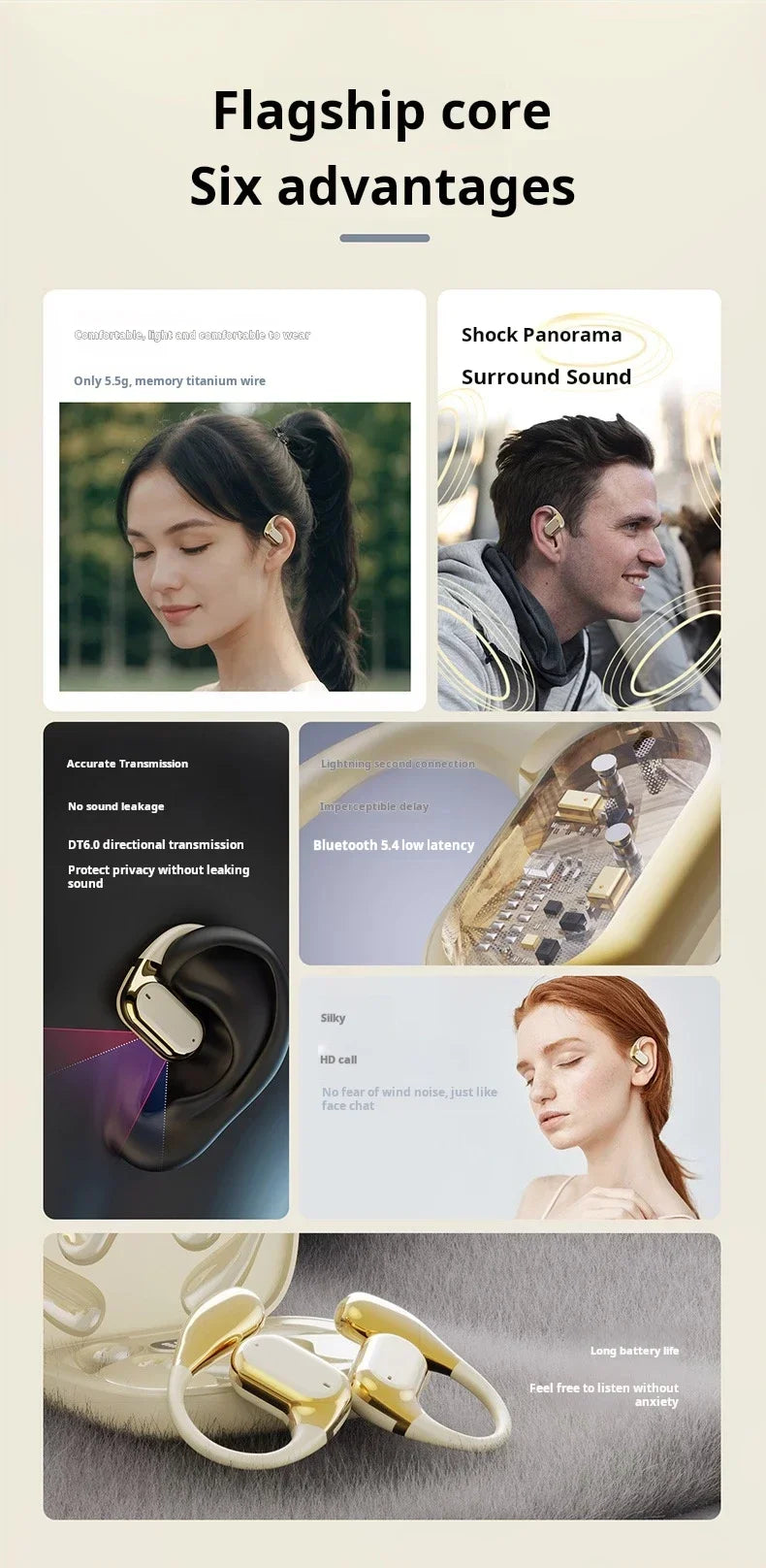 Sony Open-Ear Wireless Earphones – Lightweight, Surround Sound