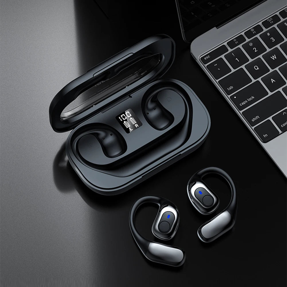 ALLOYSEED Bluetooth 5.4 Earhook Earbuds – 9D Sound, Sports