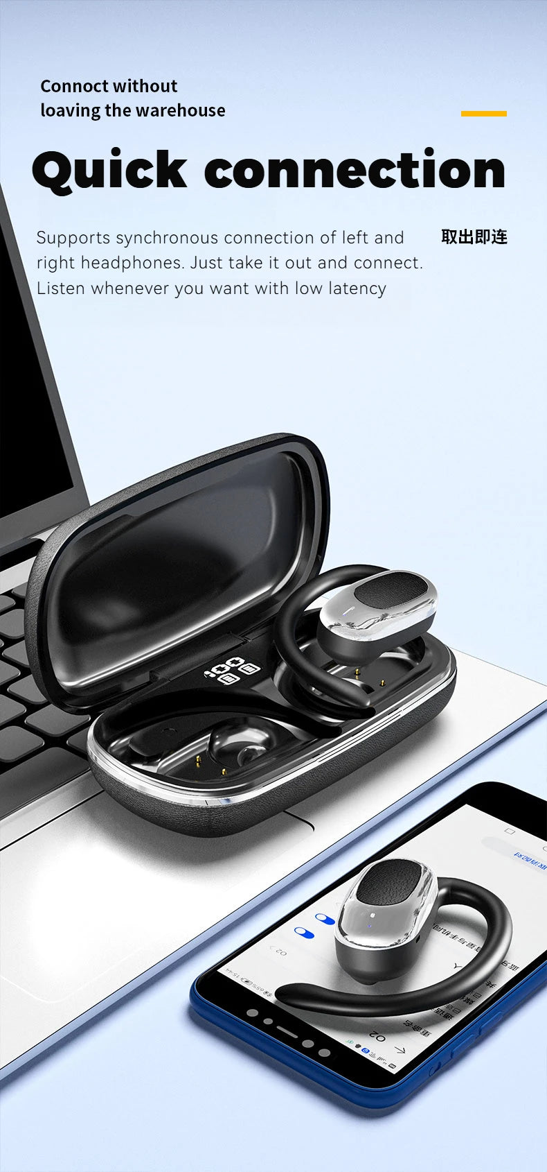 Air Basics Y7 Ear Hook Bluetooth Headset – HD Stereo & Sweatproof