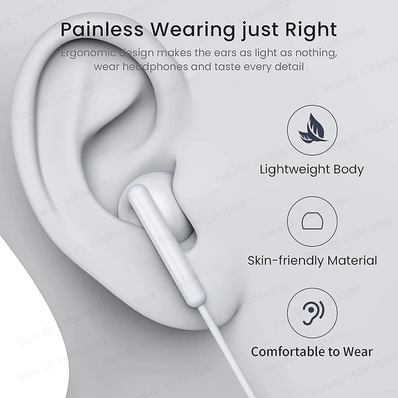 HKNL Wired Lightning Earphones for iPhone – ANC, Mic, Siri Support
