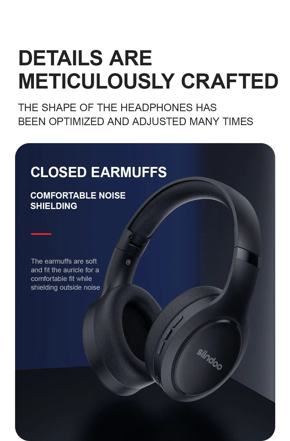 Siindoo JH-919 Bluetooth Headphones – 28H Playtime, Super Bass