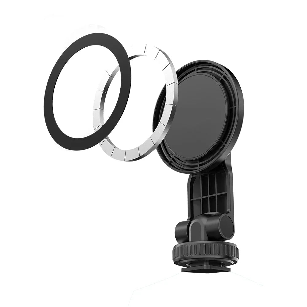 BRDRC Magnetic Tripod Mount for iPhone 12–15 – MagSafe Holder with Cold Shoe & 1/4" Thread