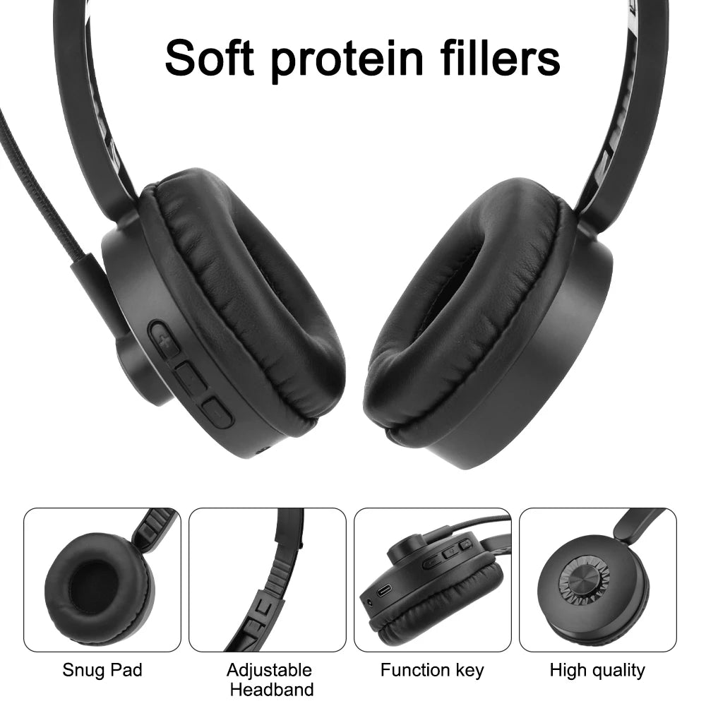 occkic Bluetooth 5.0 Wireless Headset – 12H Playtime, Boom Mic, HiFi Sound, Type-C Charging