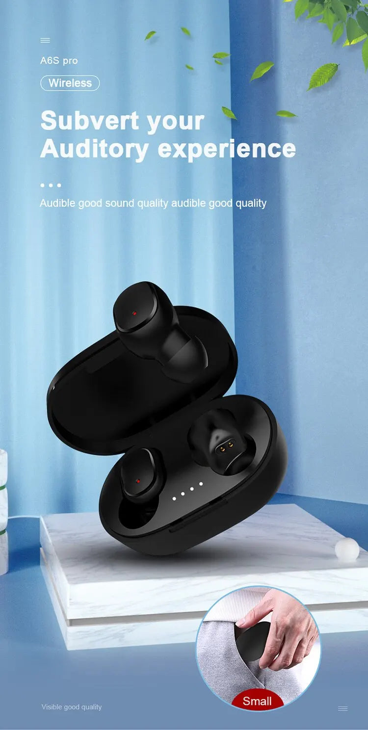 Mosizave A6S TWS Earphones – Bluetooth 5.0, Stereo Sound, Sport Fit