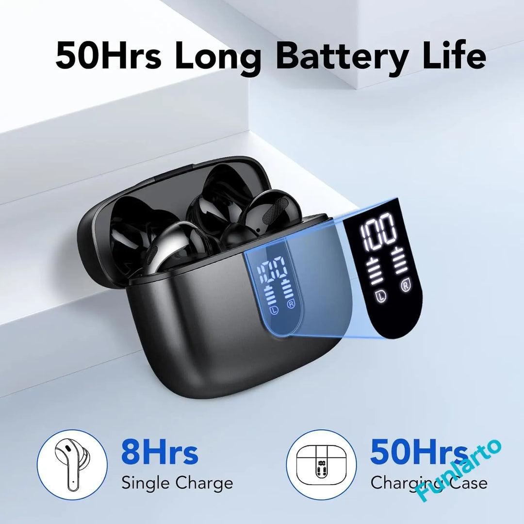 Funlarto Wireless Earbuds – 50H Playtime, Deep Bass, Waterproof