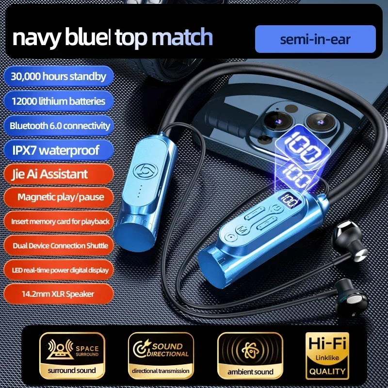 Luxuglow Bluetooth 5.3 Neckband – ANC, 12000mAh, IPX7