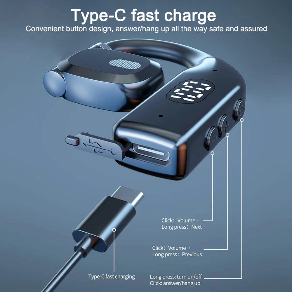 AideeMaster Air Conduction Headset – Bluetooth 5.3, 15H Battery, ANC