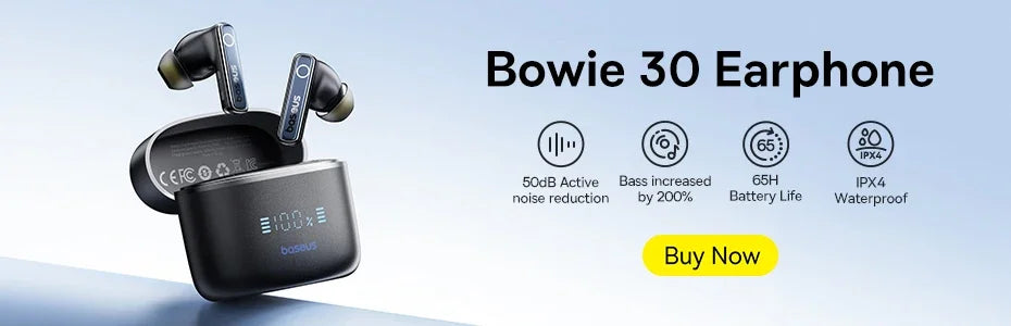 BASEUS Bluetooth 5.3 Earbuds – 30H Battery, TWS Wireless