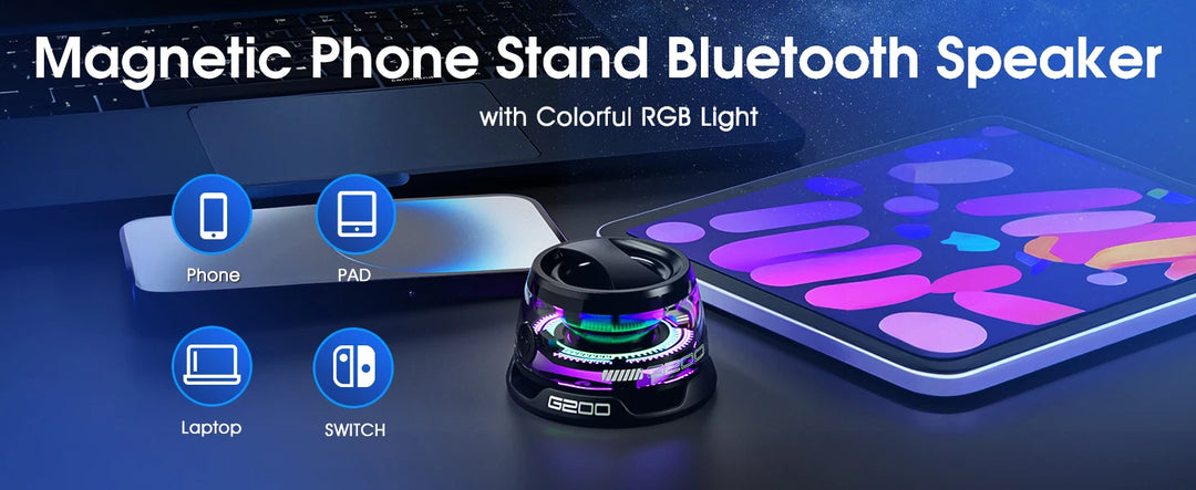 VIKEFON Mini Bluetooth Speaker – Magnetic RGB Speaker with Deep Bass & Bluetooth 5.3