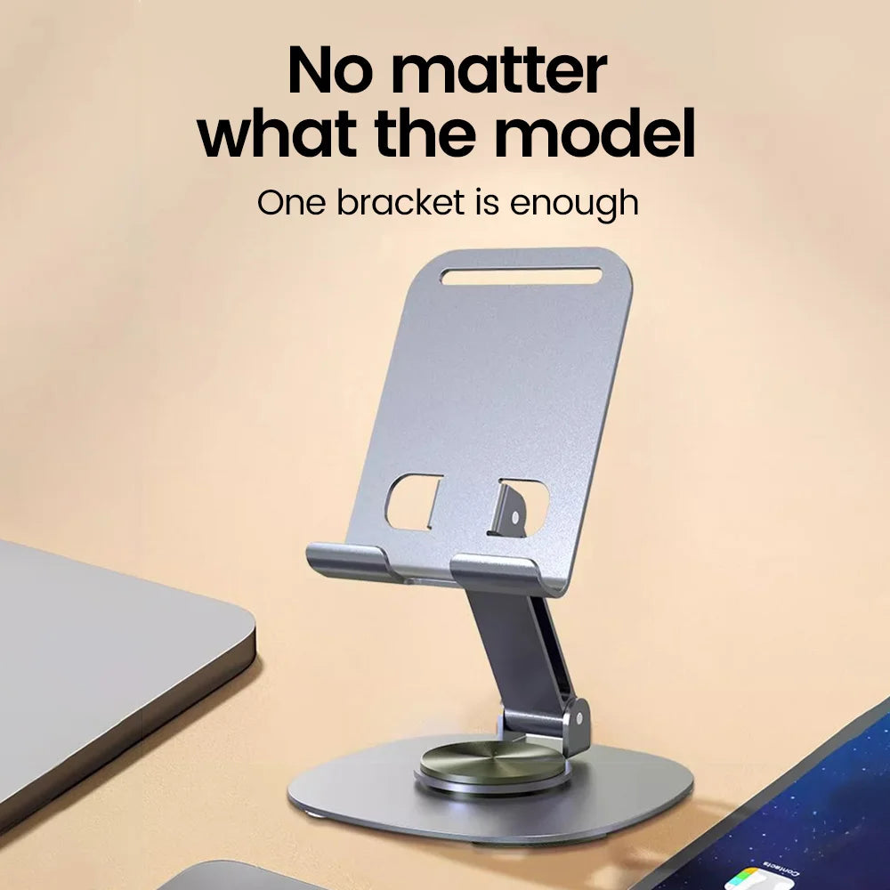 Elough 360° Rotation Metal Tablet & Phone Holder – Universal Folding Desktop Stand