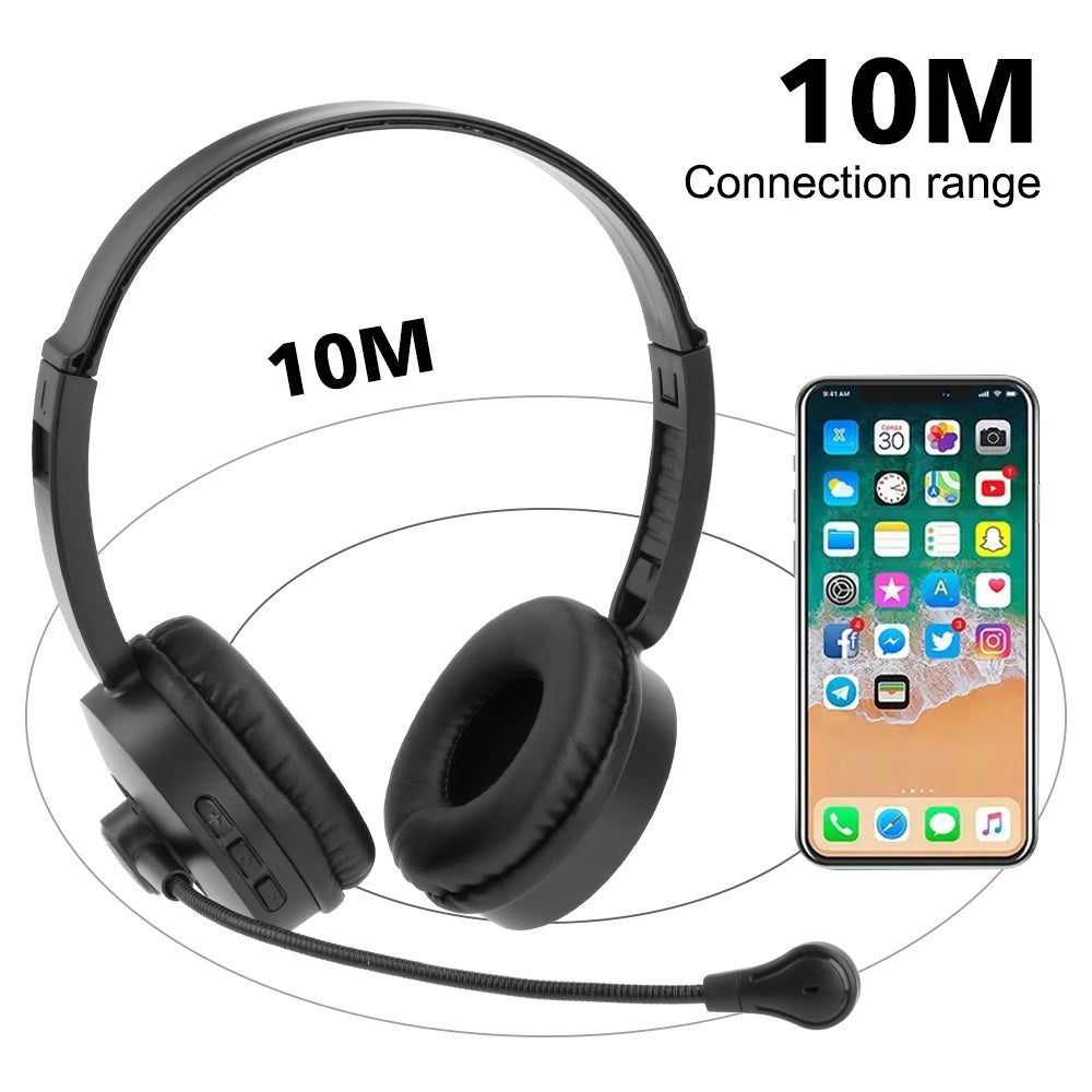 occkic Bluetooth 5.0 Wireless Headset – 12H Playtime, Boom Mic, HiFi Sound, Type-C Charging