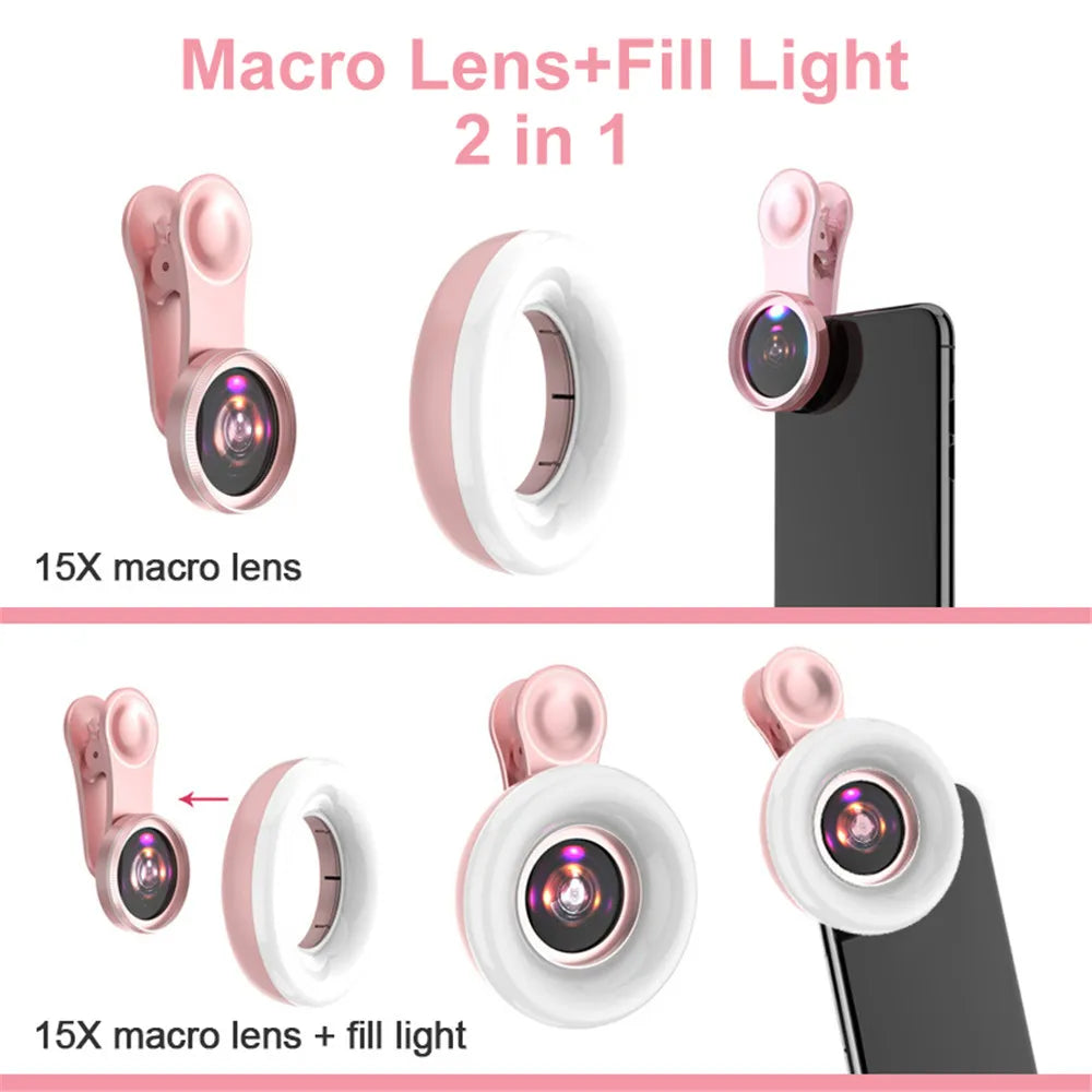 15X Macro Lens with LED Ring Light – Clip-On Smartphone Camera Accessory – tech-gadget