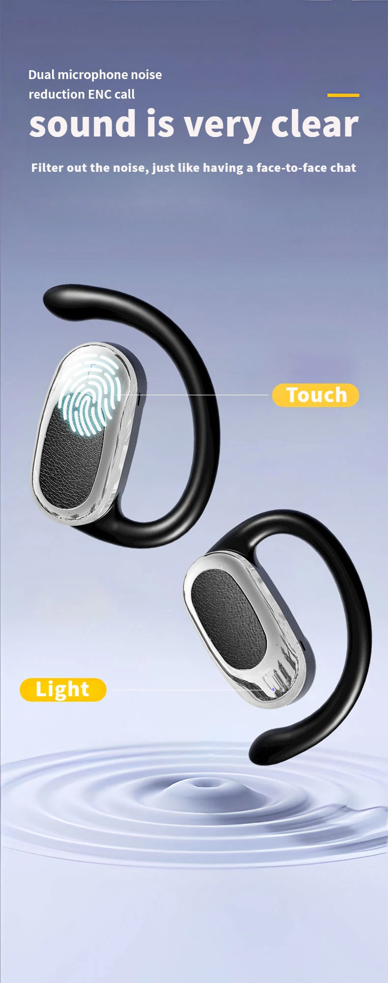 Air Basics Y7 Ear Hook Bluetooth Headset – HD Stereo & Sweatproof