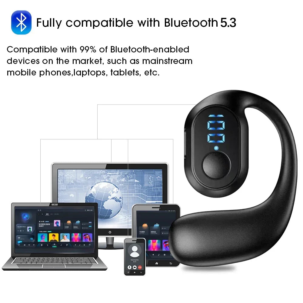 BAPPSUS Digital Display Bluetooth Ear Hook Headset – Stylish & Compact