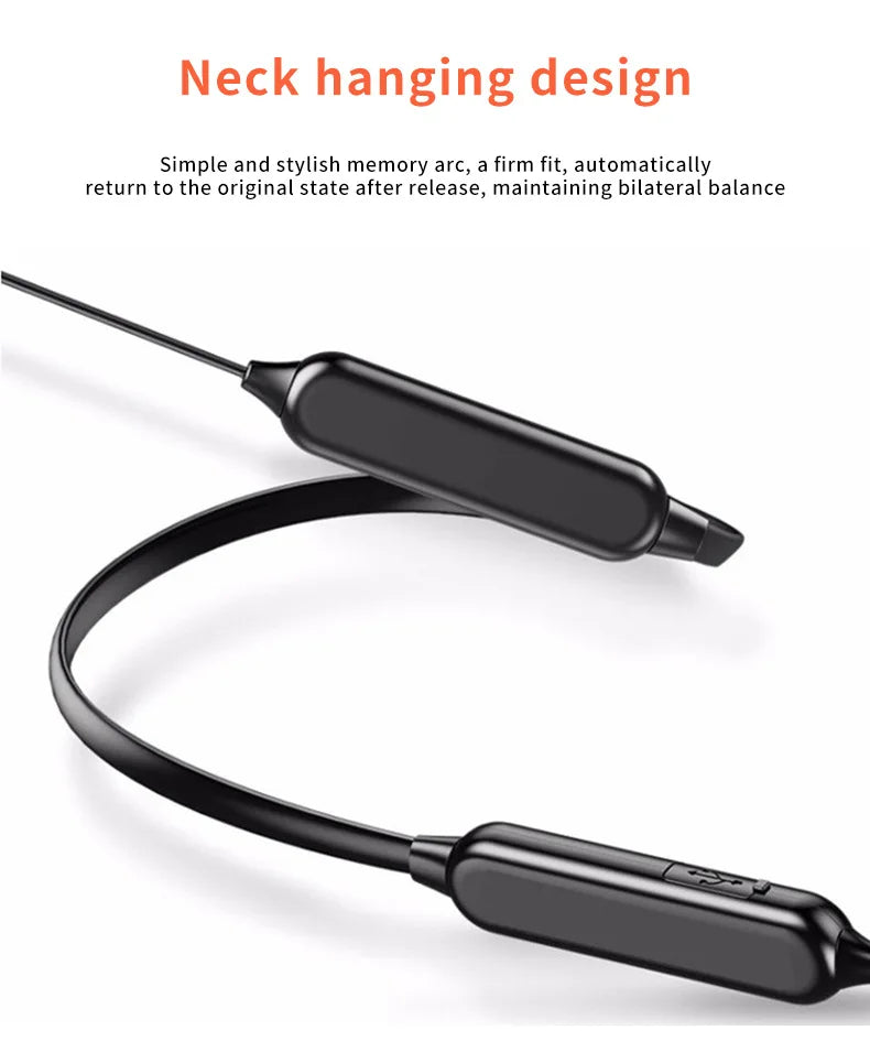 Neckband Bluetooth Earphones – 9D Audio, Noise Reduction, Sports