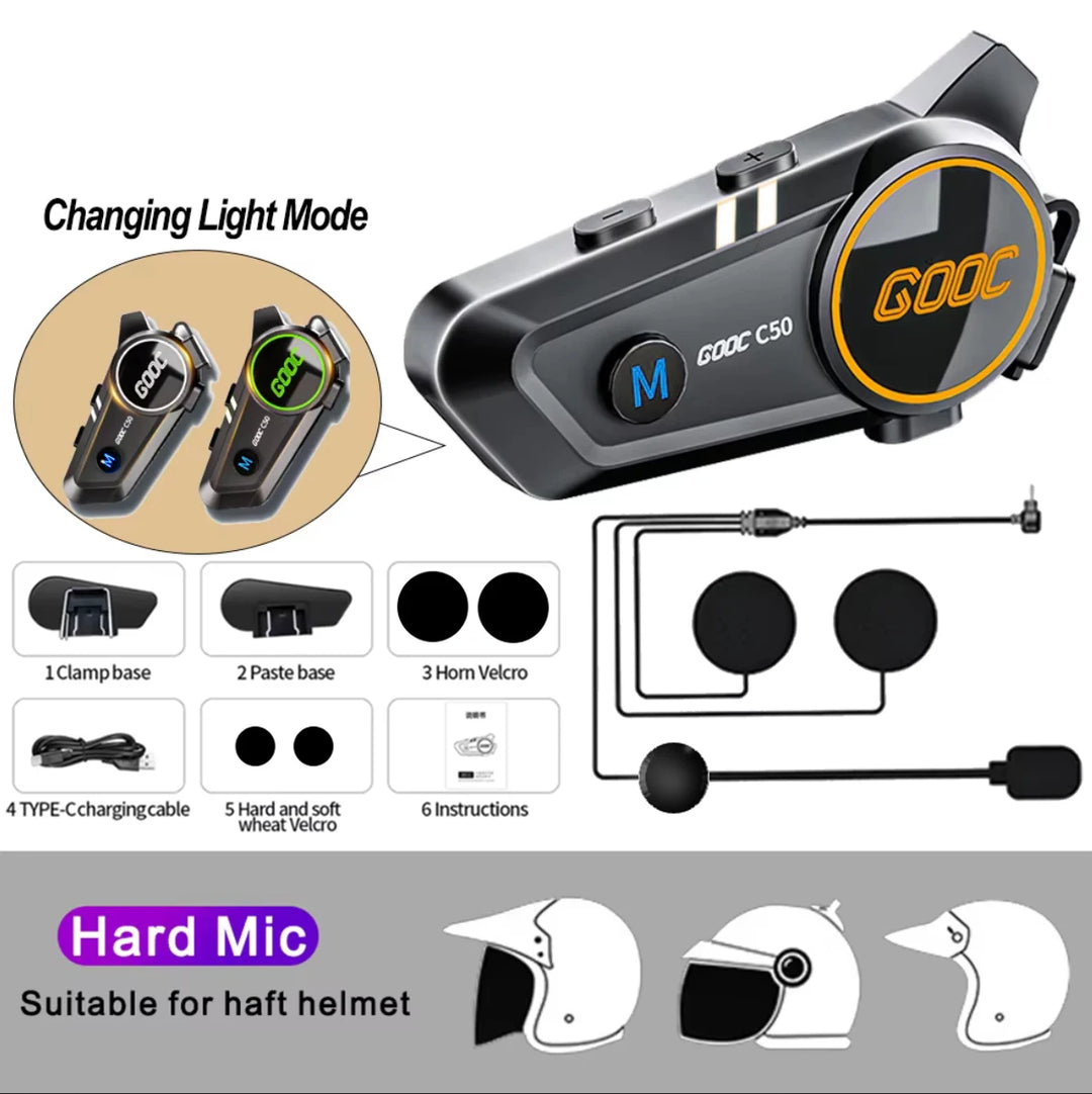 VELEV C50 Bluetooth Helmet Headset – Waterproof, 170H Playtime – audio-accessory
