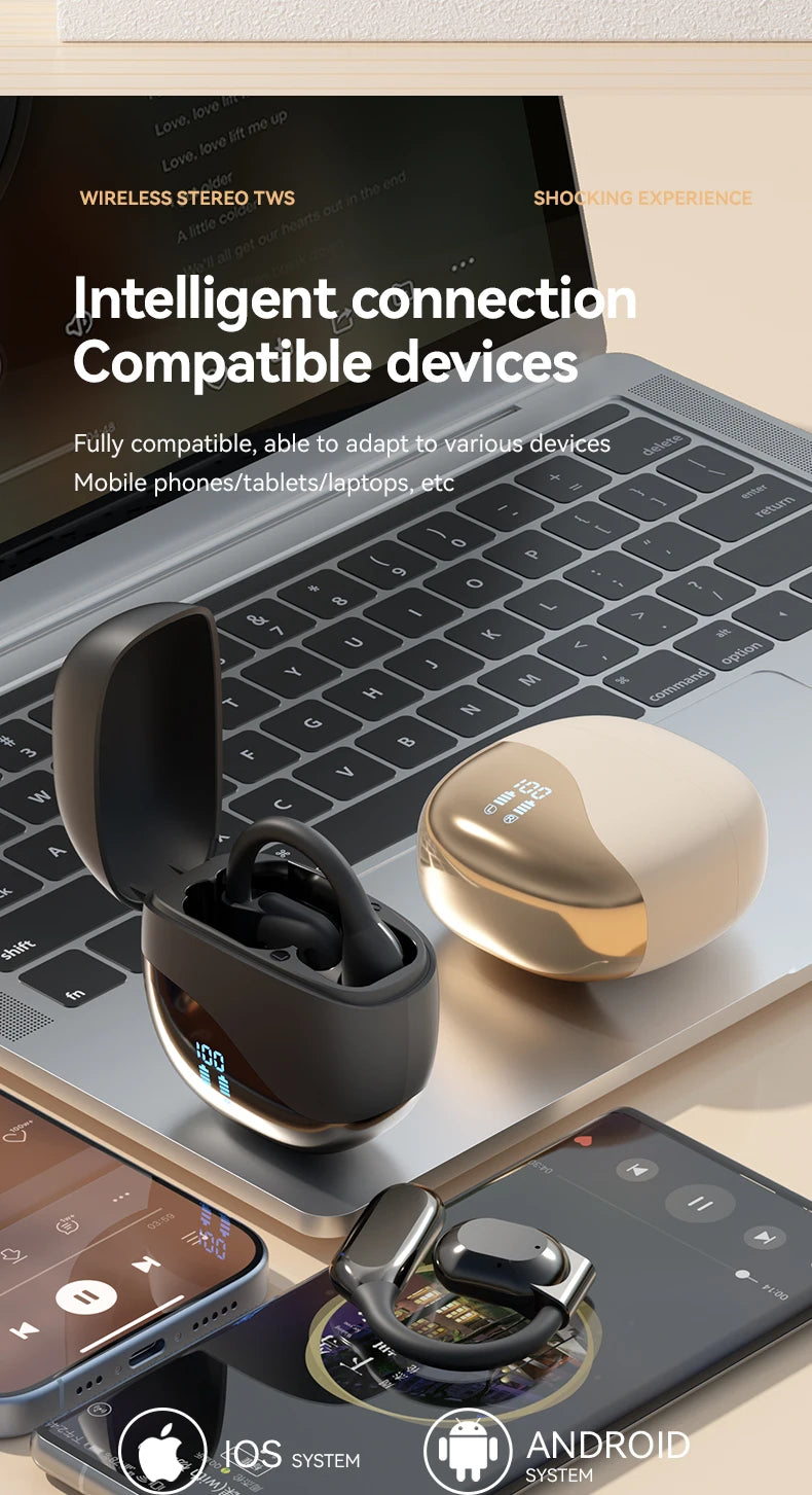 Bluetooth 5.3 Open-Ear Earphones – ANC, Touch Control
