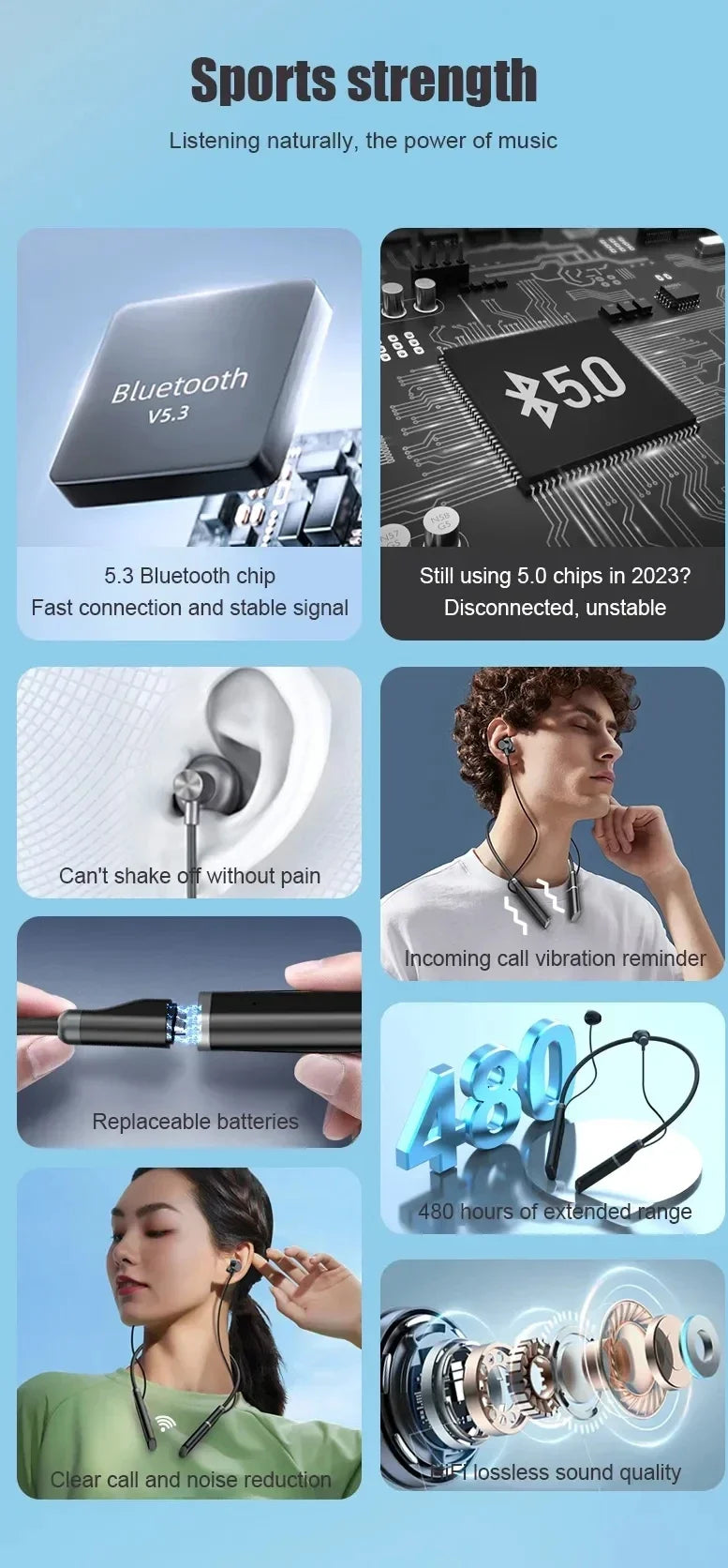 LIUTIANFEI Bluetooth Neckband Headphones – 27h Battery & Vibration Alerts