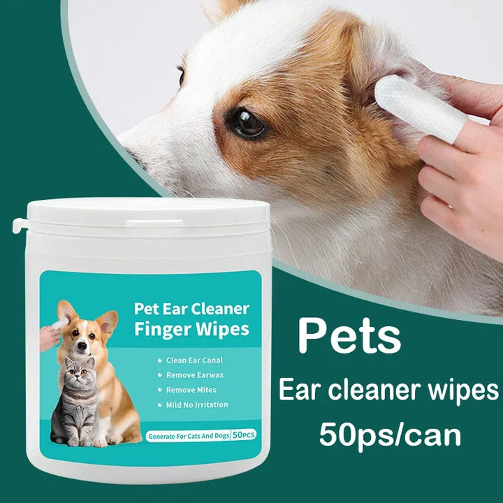 50PCS Pet Ear Cleaning Wipes – Gentle Dog & Cat Ear Cleaner Pads – grooming kit