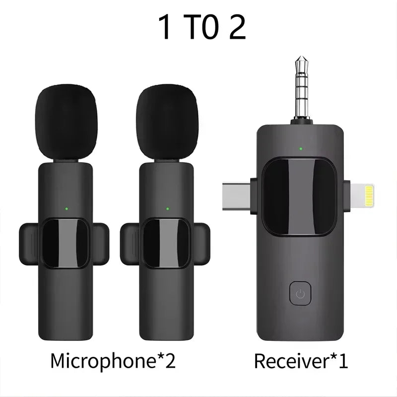 VIKEFON 3-in-1 Wireless Lavalier Microphone – Plug & Play Mic for iPhone, Android, DSLR & PC