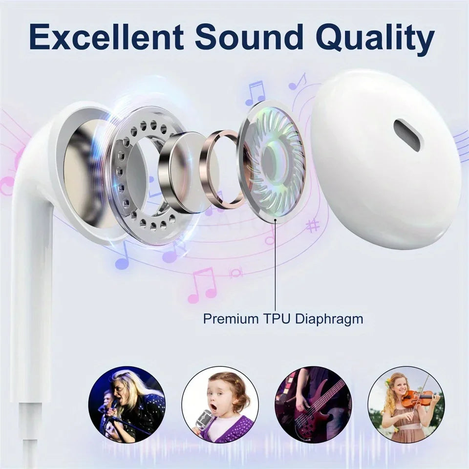 KADIXI Wired In-Ear Headphones with Mic & Volume Control – 3.5mm Earbuds for Phone, Laptop, Tablet