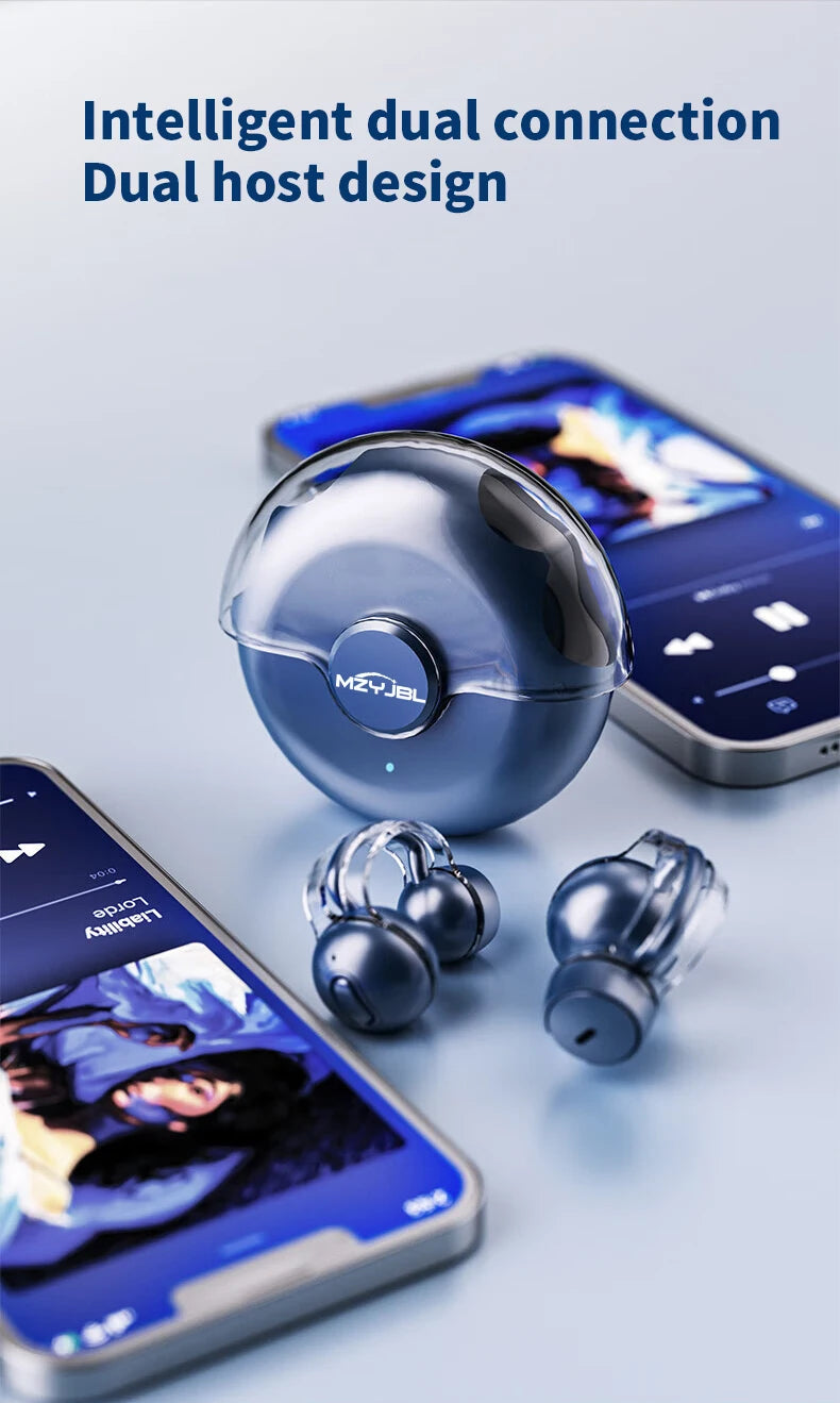 iHseno I36 Open-Ear TWS Earphones – Bluetooth 5.3, Clip-On, Waterproof