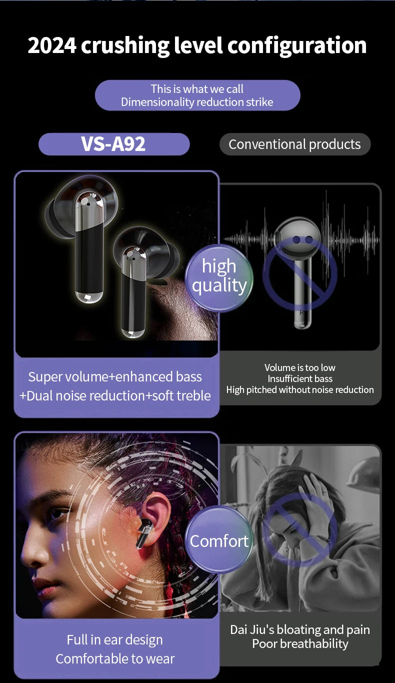 INMAS E3B Bluetooth 5.3 Earphones – HiFi, Waterproof, 8H Play