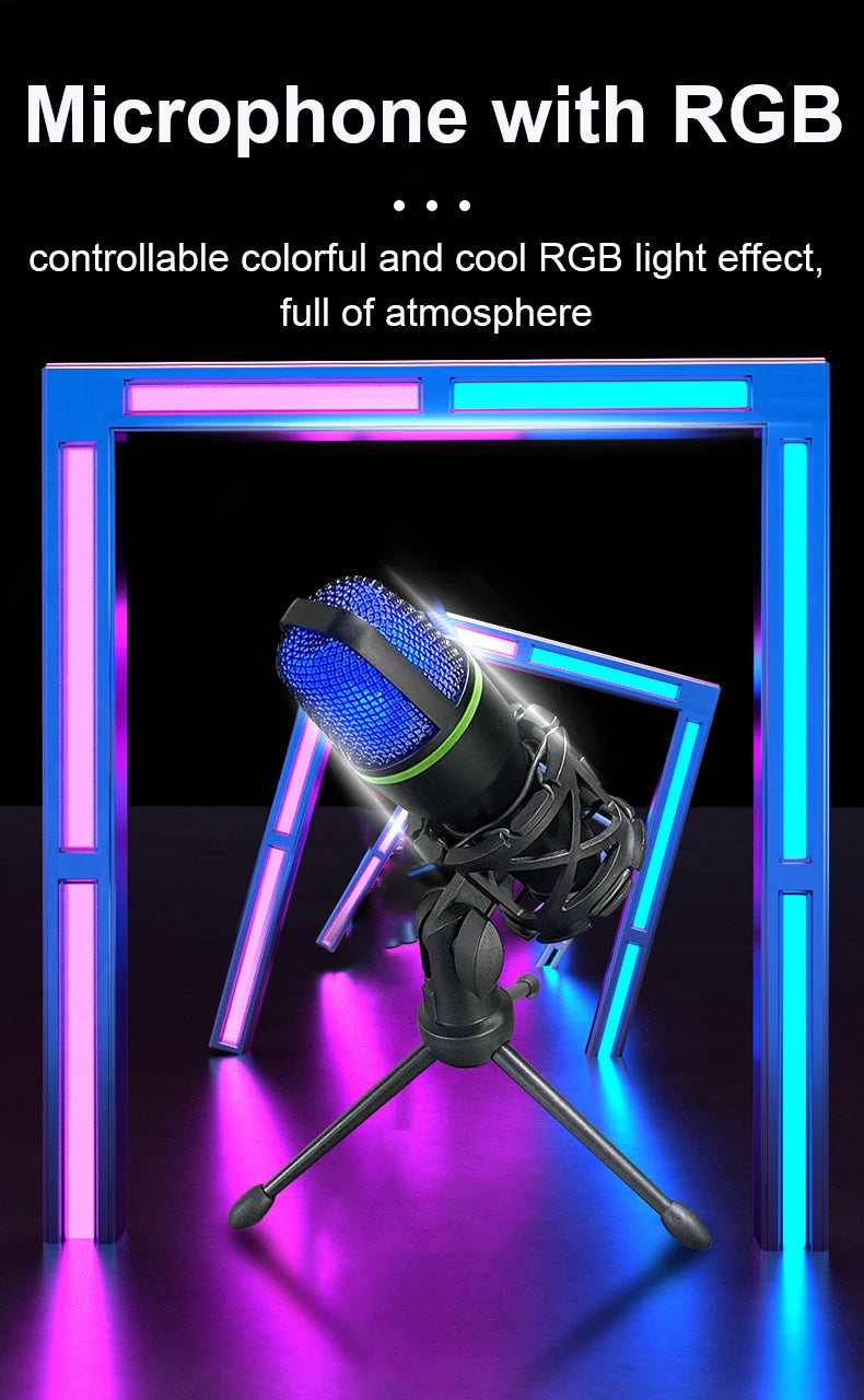 Lefon USB/3.5mm Condenser Microphone – Plug & Play Desktop Mic for Streaming, Gaming & Podcasting