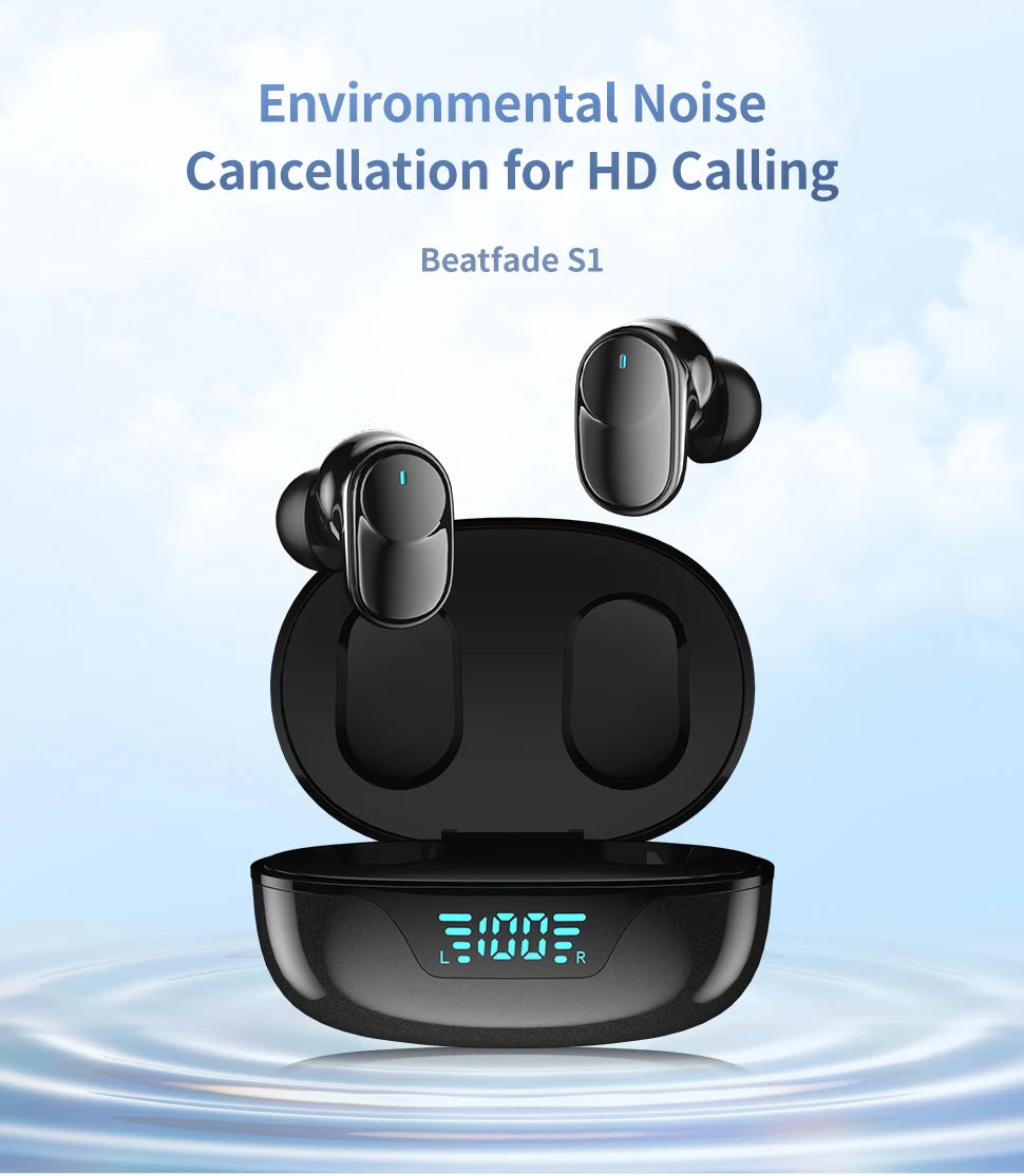 Beatfade Bluetooth 5.3 Earbuds – 60h Battery, ENC Mic & Game Mode