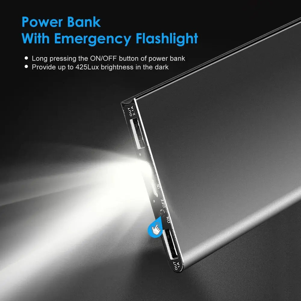 20000mAh Slim Power Bank Dual USB | LED Flashlight