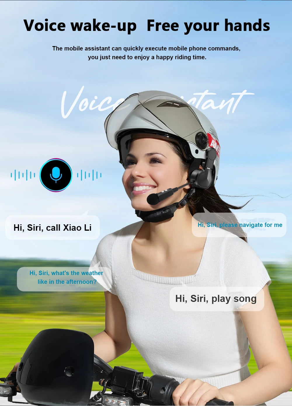 VELEV BT9 Helmet Bluetooth Headset – Waterproof, 23H Talk