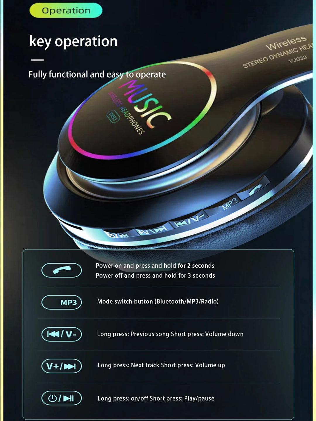 T-WOLF Wireless Bluetooth Headset with Mic | 4H Playtime