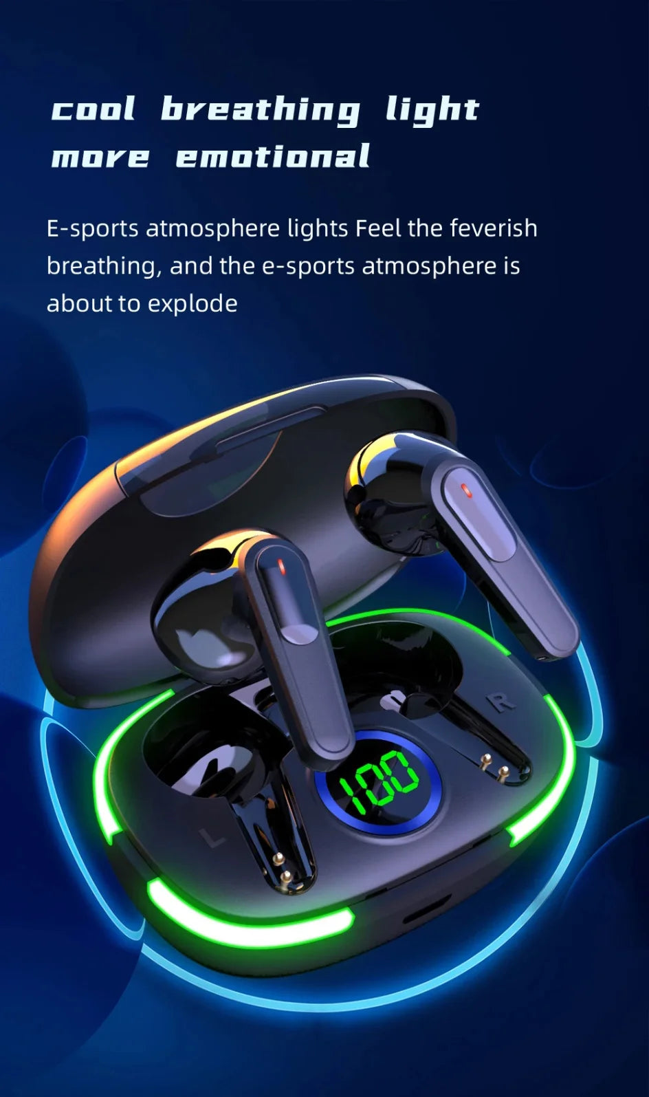 Bluetooth 5.1 ANC Earbuds – Waterproof Gaming & Music