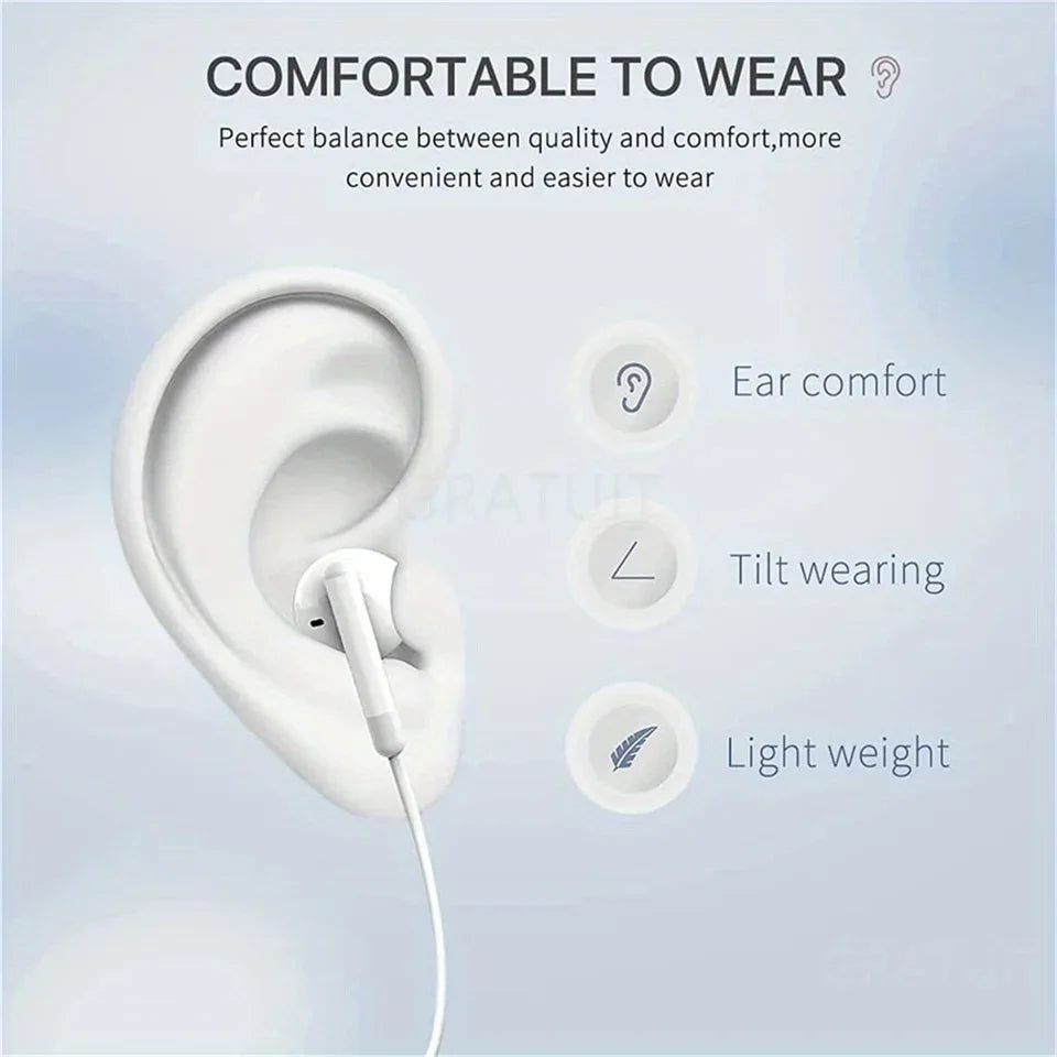 KADIXI Wired In-Ear Headphones with Mic & Volume Control – 3.5mm Earbuds for Phone, Laptop, Tablet