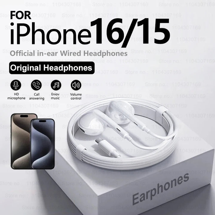 HKNL Wired Lightning Earphones for iPhone – ANC, Mic, Siri Support – audio-accessory