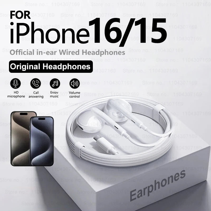 HKNL Wired Lightning Earphones for iPhone – ANC, Mic, Siri Support – audio-accessory