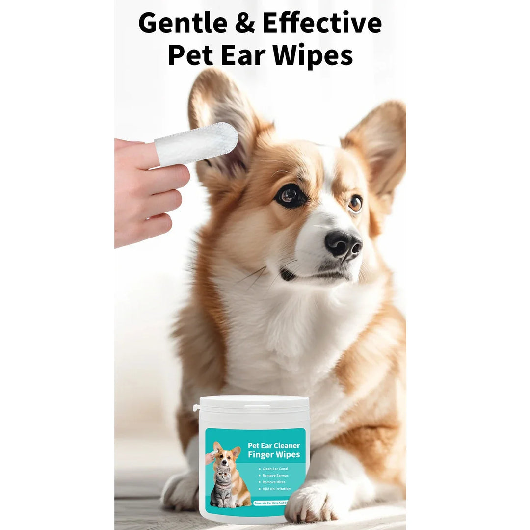 50PCS Pet Ear Cleaning Wipes – Gentle Dog & Cat Ear Cleaner Pads – grooming kit