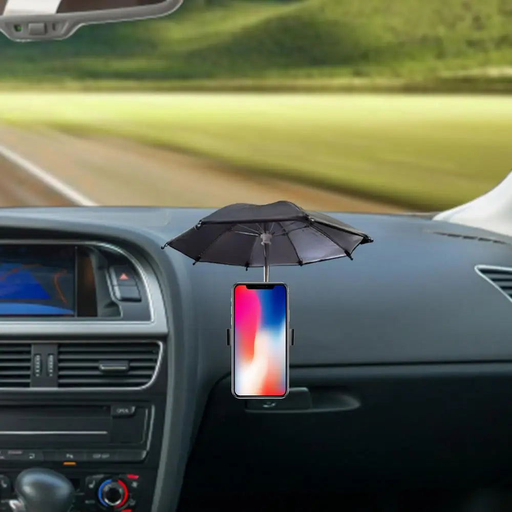 Mini Phone Umbrella Sunshade – Anti-Glare & Rain Shield with Suction Cup