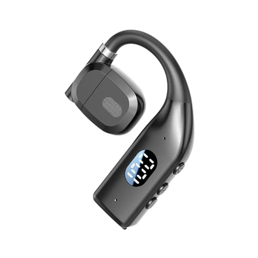GRWIBEOU Bone Conduction Bluetooth 5.4 Headset – Waterproof Business Ear Hook with Mic & ANC