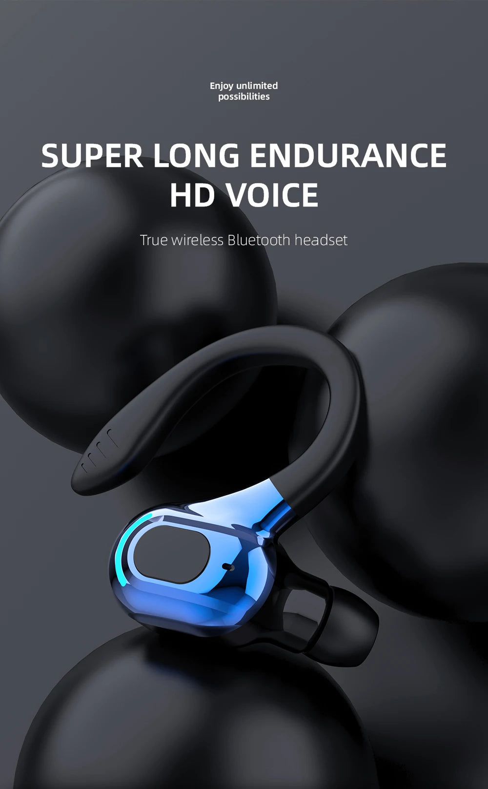 DISOUR M-F8 Bluetooth 5.2 Ear-Hook Headset | ANC & 20H Playtime