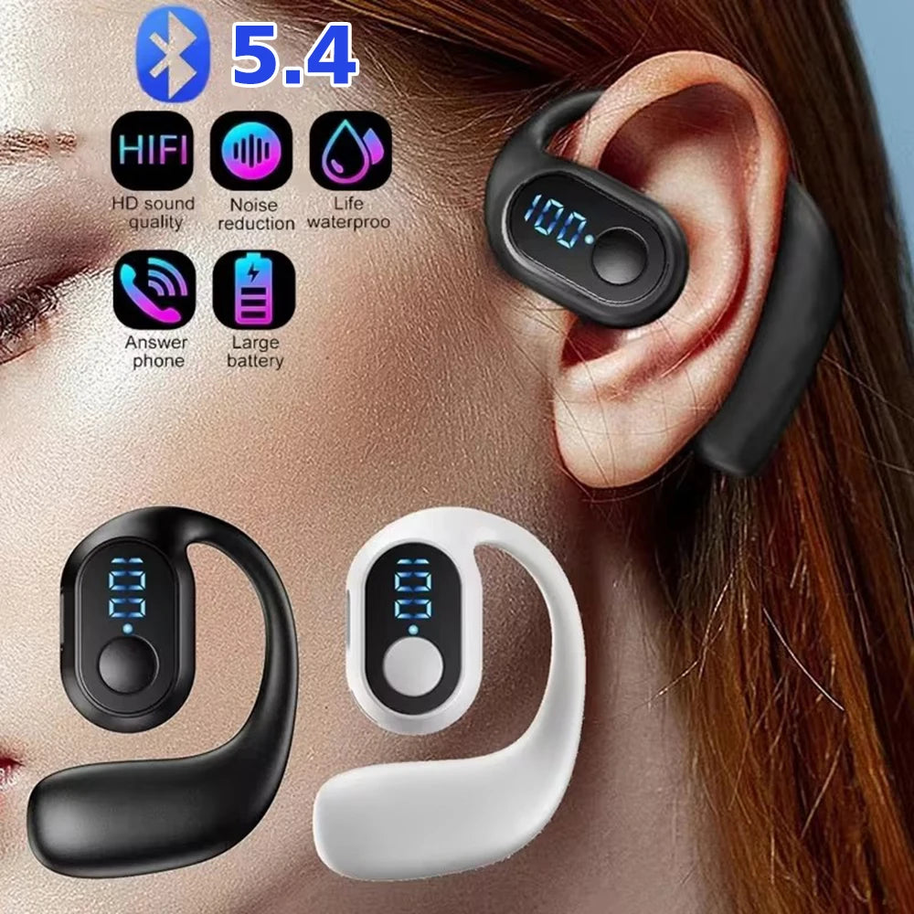 CUGUU Bluetooth 5.4 Ear Hook Headset – Single Ear, HiFi, Waterproof
