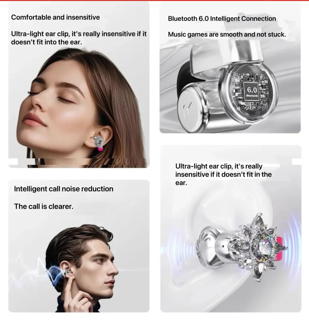 ZIYOULANG ERDU Bluetooth 6.0 Ear Clip Headphones – IPX4, ANC
