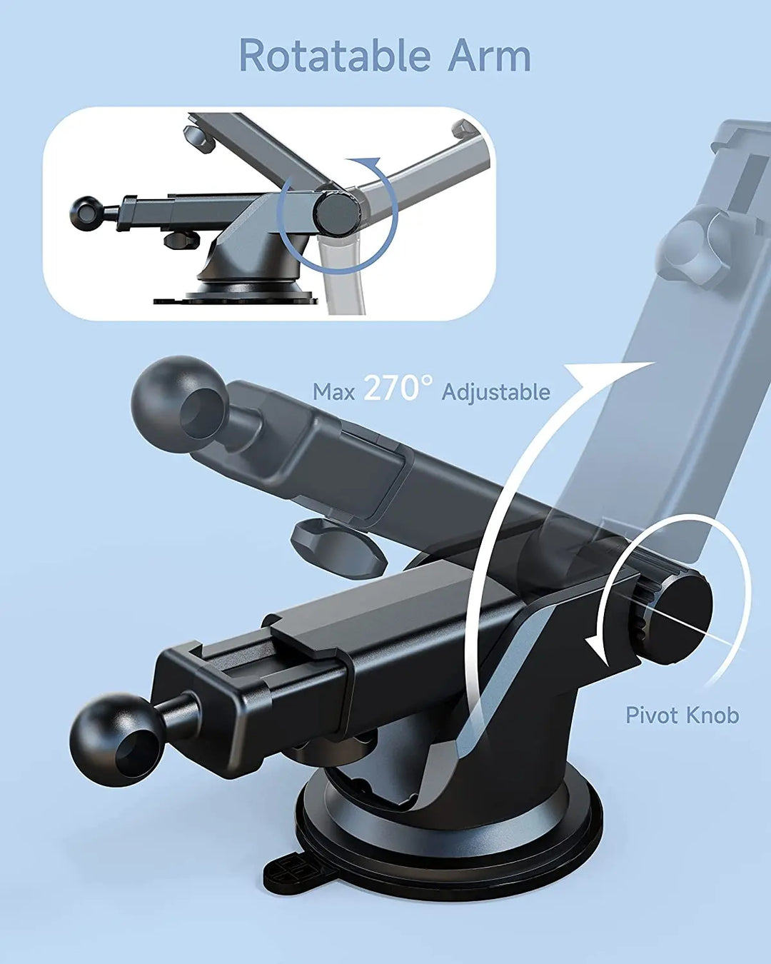 Car Phone Holder – Suction Cup Mount with 17mm Ball Head