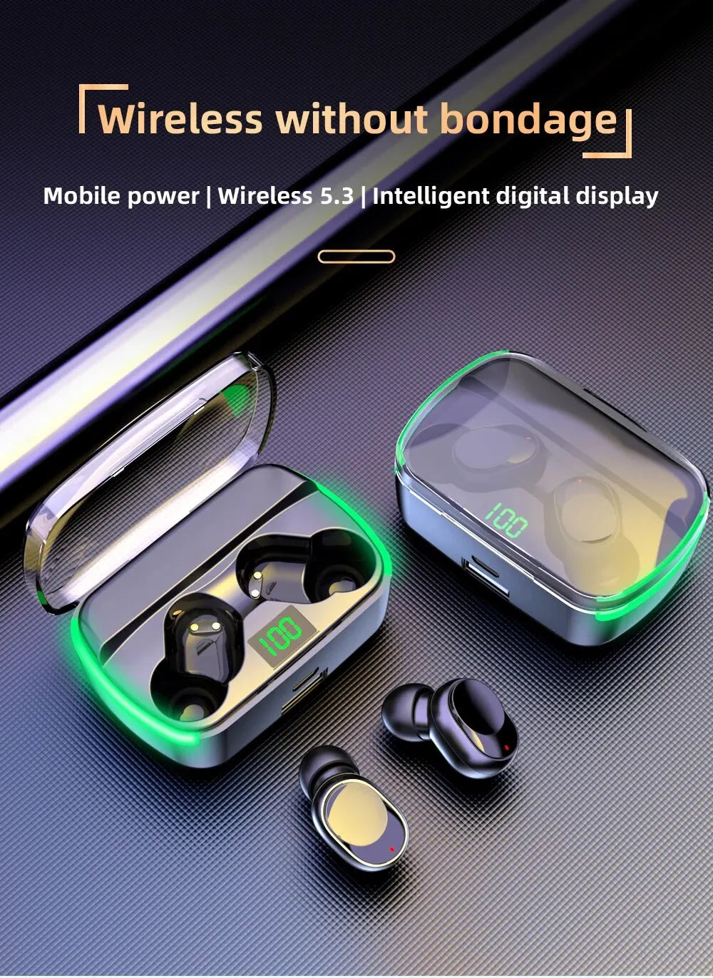 M60 Bluetooth 5.3 Earphones – TWS, Power Bank, LED Display