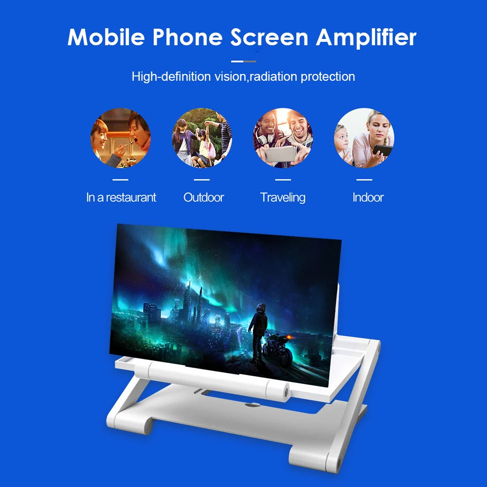 8-Inch 3D HD Phone Screen Magnifier – Foldable Smartphone Amplifier Stand