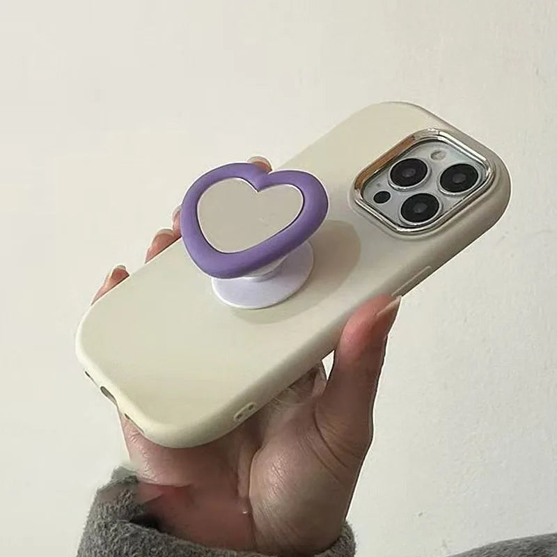 3D Heart Mirror Phone Stand – Cute Silicone Grip & Kickstand for All Smartphones – phone-case