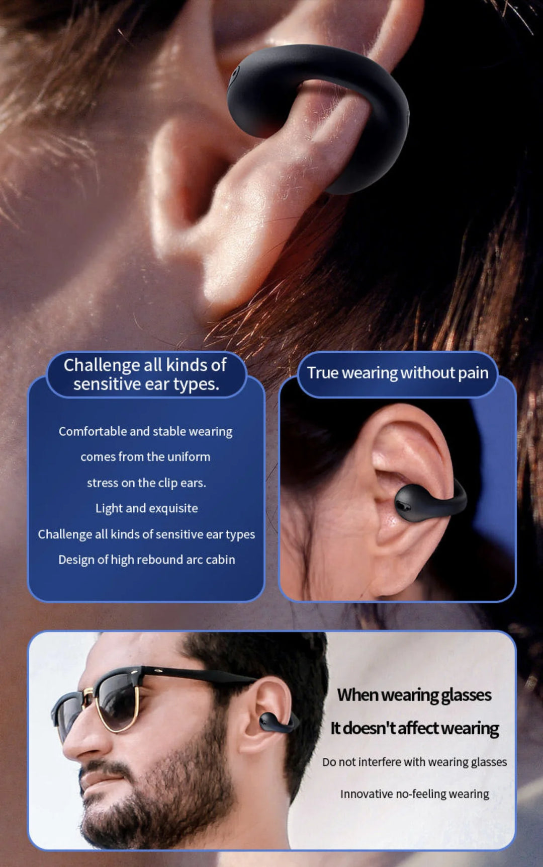 BUNKIMX A02 Wireless Ear Hook Earbuds — Bluetooth 5.1, Sport Fit