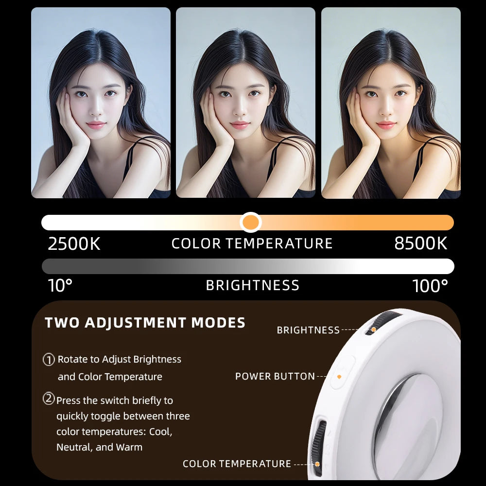 BRDRC Magsafe Magnetic Fill Light – Bi-Color LED Light & Phone Stand with Power Bank