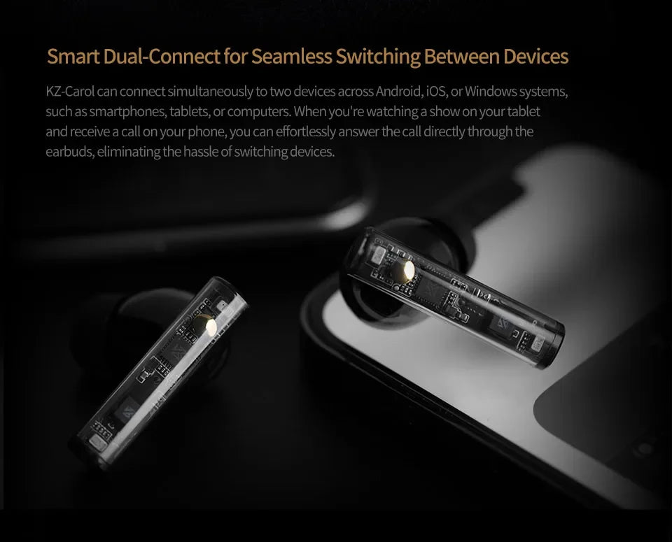 KZ Carol TWS Earphones – Hybrid ANC, 42H Battery, Low Latency