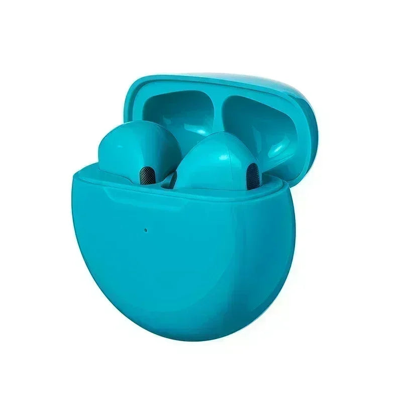 Pro 6 TWS Wireless Bluetooth Earbuds – Stereo Sound, Mic, Compact Charging Case
